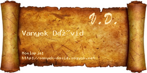 Vanyek Dávid névjegykártya